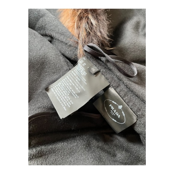 Prada Black Wool Wrap Coat with Fox Collar Size 46 (US Size 10) - Picture 12 of 16